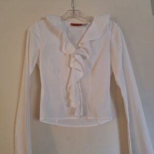 Elegant White Ruffle Blouse